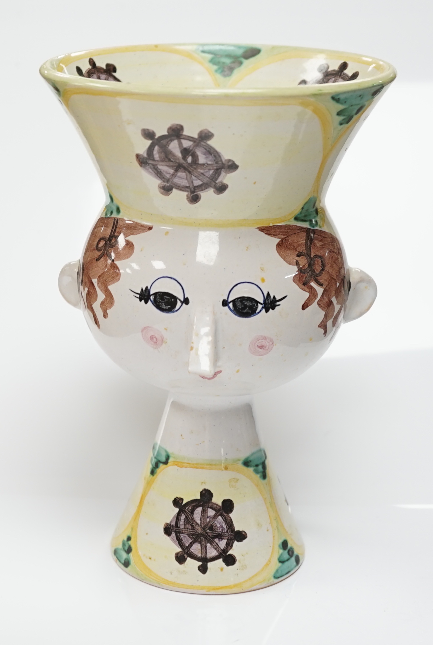 A Bjørn Wiinblad, Denmark vase in the form of a female head with large hat, 20.5cm